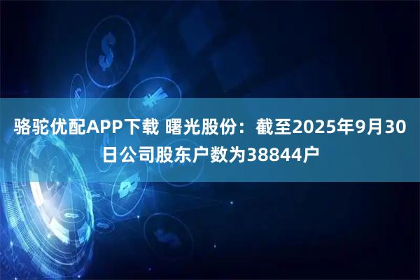 骆驼优配APP下载 曙光股份：截至2025年9月30日公司股东户数为38844户